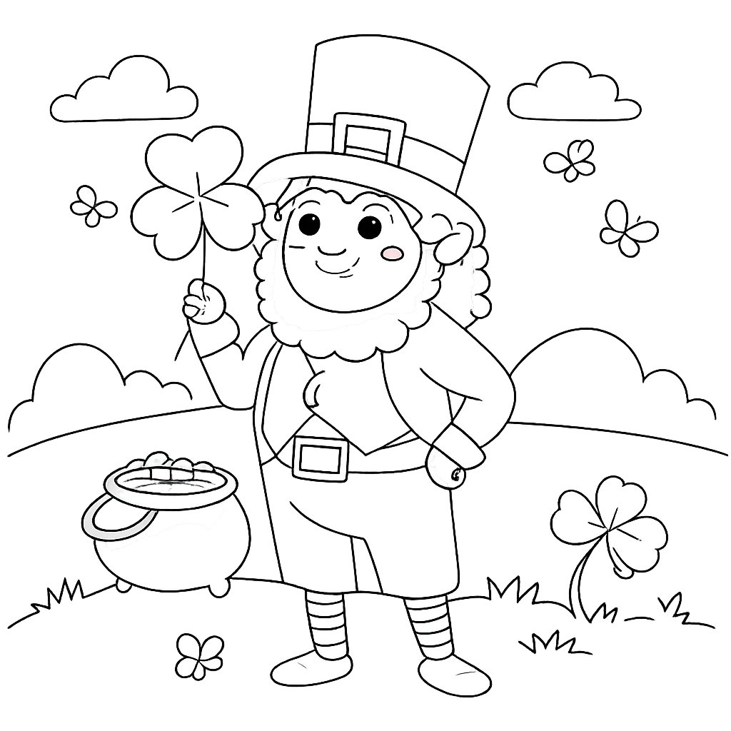 Coloriage leprechaun dessin au trait