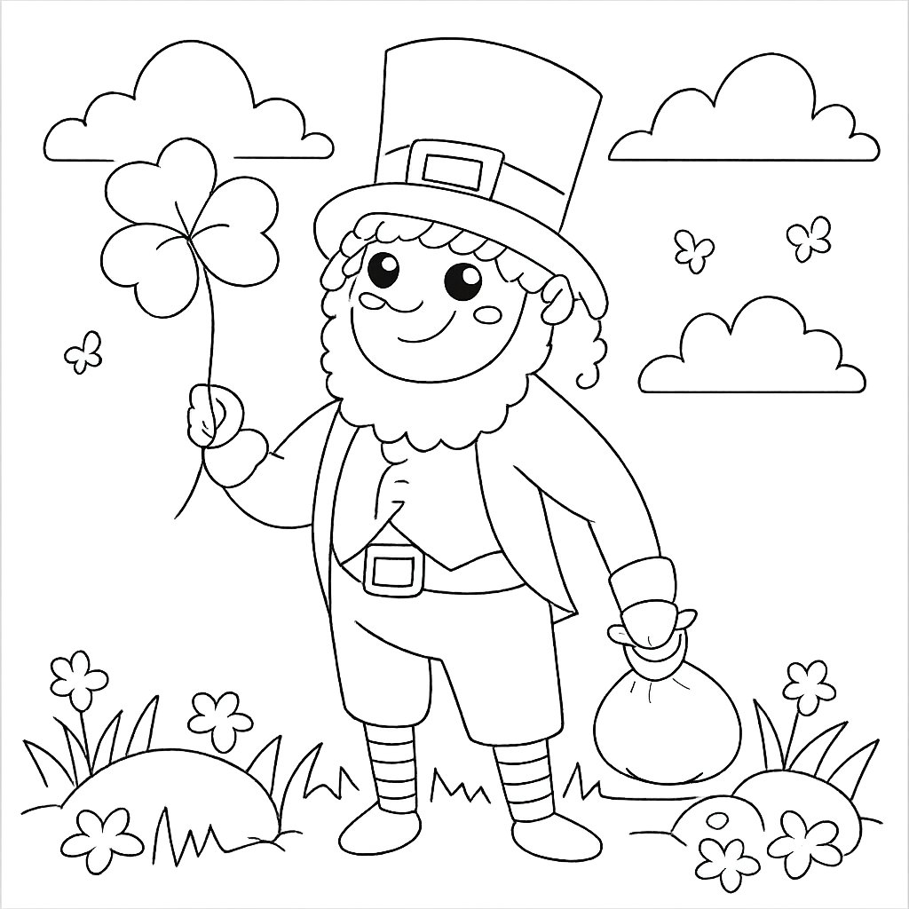 Coloriage leprechaun dessin au trait