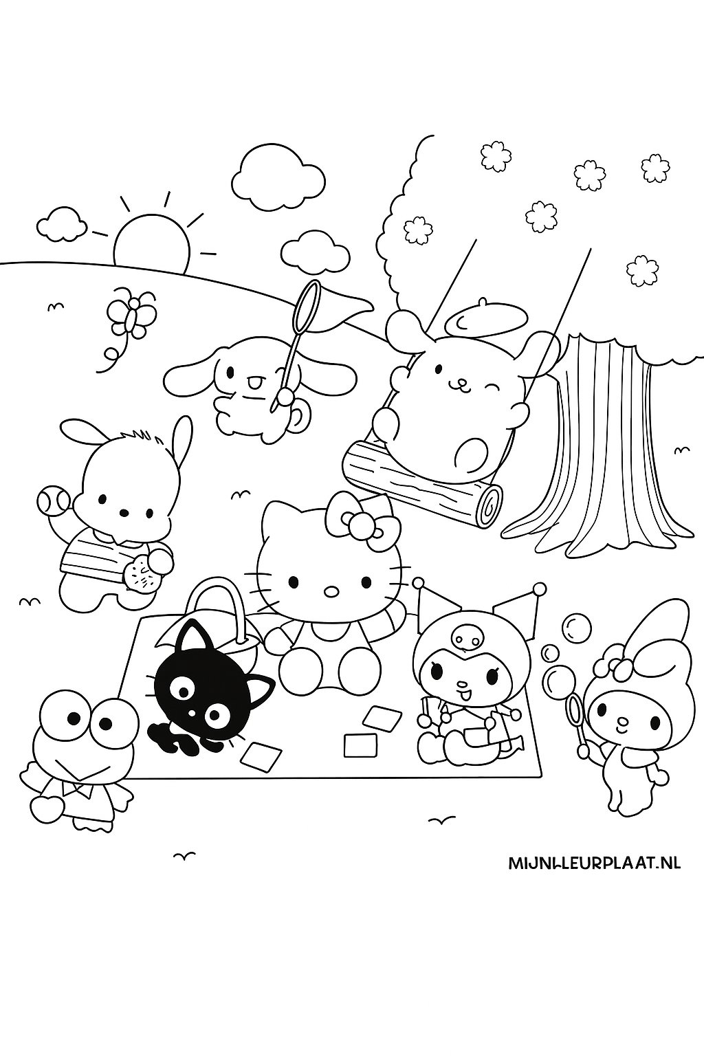 Plantilla de Coloreado Gratis Sanrio - Variante 2 Plantilla para Niños