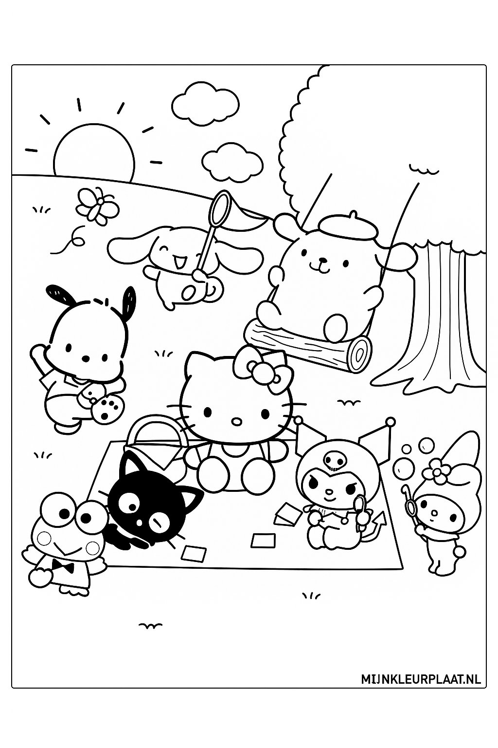 Plantilla de Coloreado Gratis Sanrio - Variante 4 Plantilla para Niños