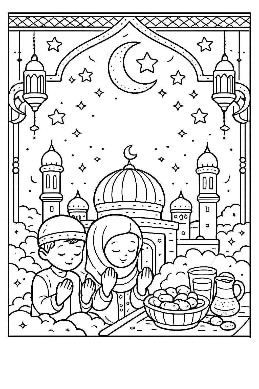 Ramadan coloring page line art