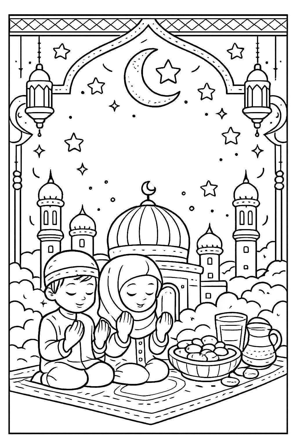 Ramadan coloring page line art