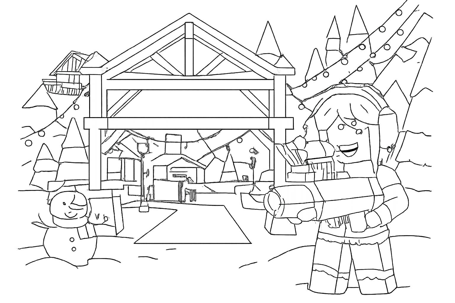 Dibujo para colorear Brookhaven line art