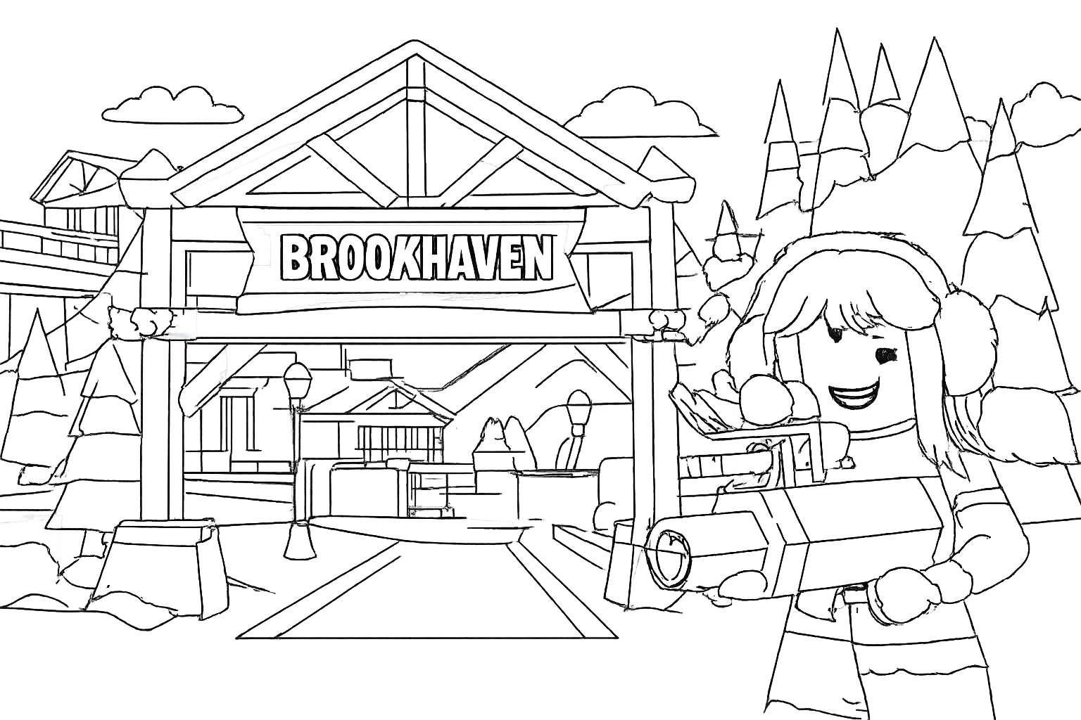 Dibujo para colorear Brookhaven line art