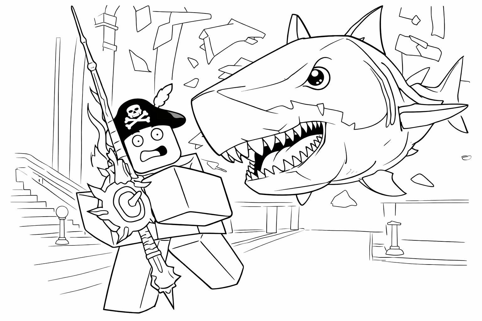 Coloriage Fisch Roblox dessin au trait