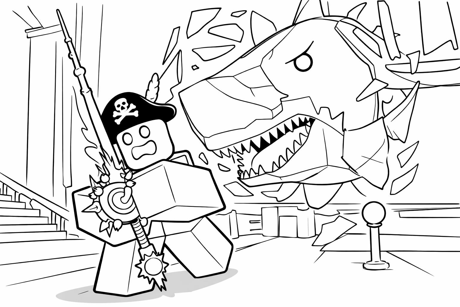 Coloriage Fisch Roblox dessin au trait