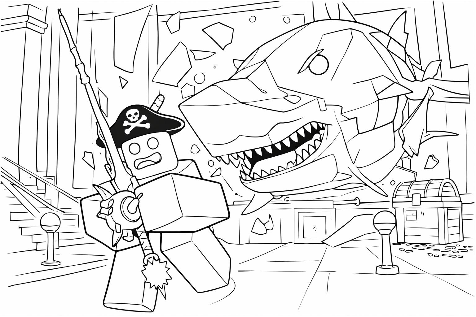 Coloriage Fisch Roblox dessin au trait