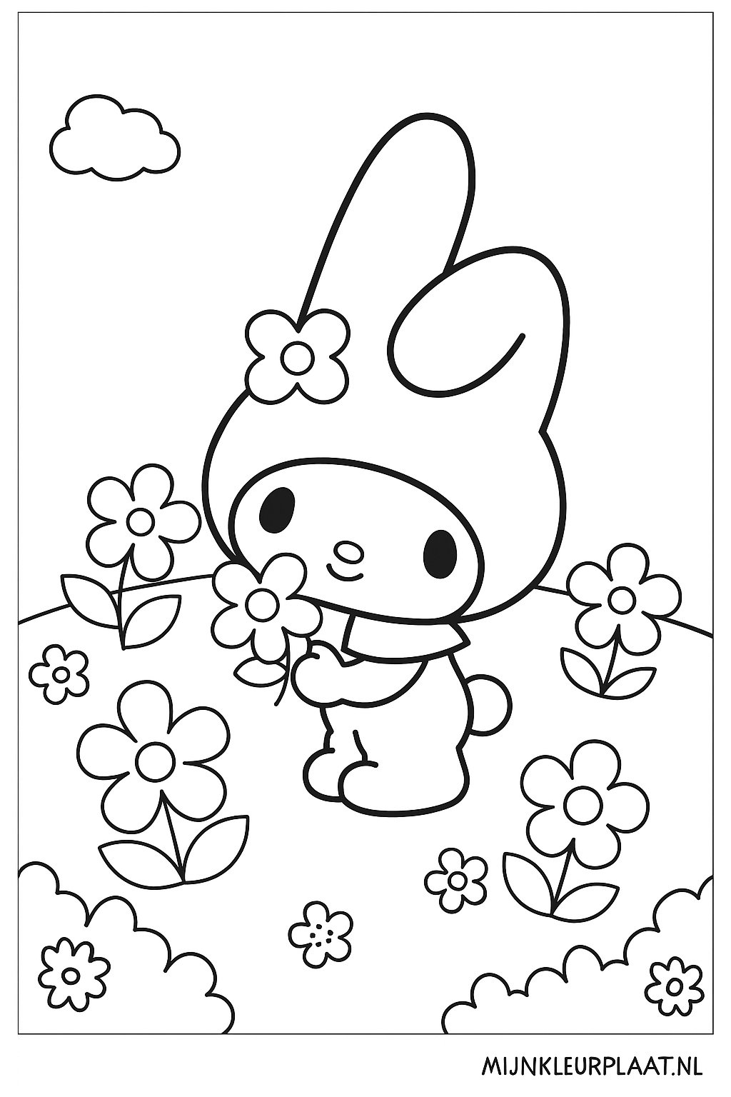 Plantilla de Coloreado Gratis My Melody - Variante 2 Plantilla para Niños