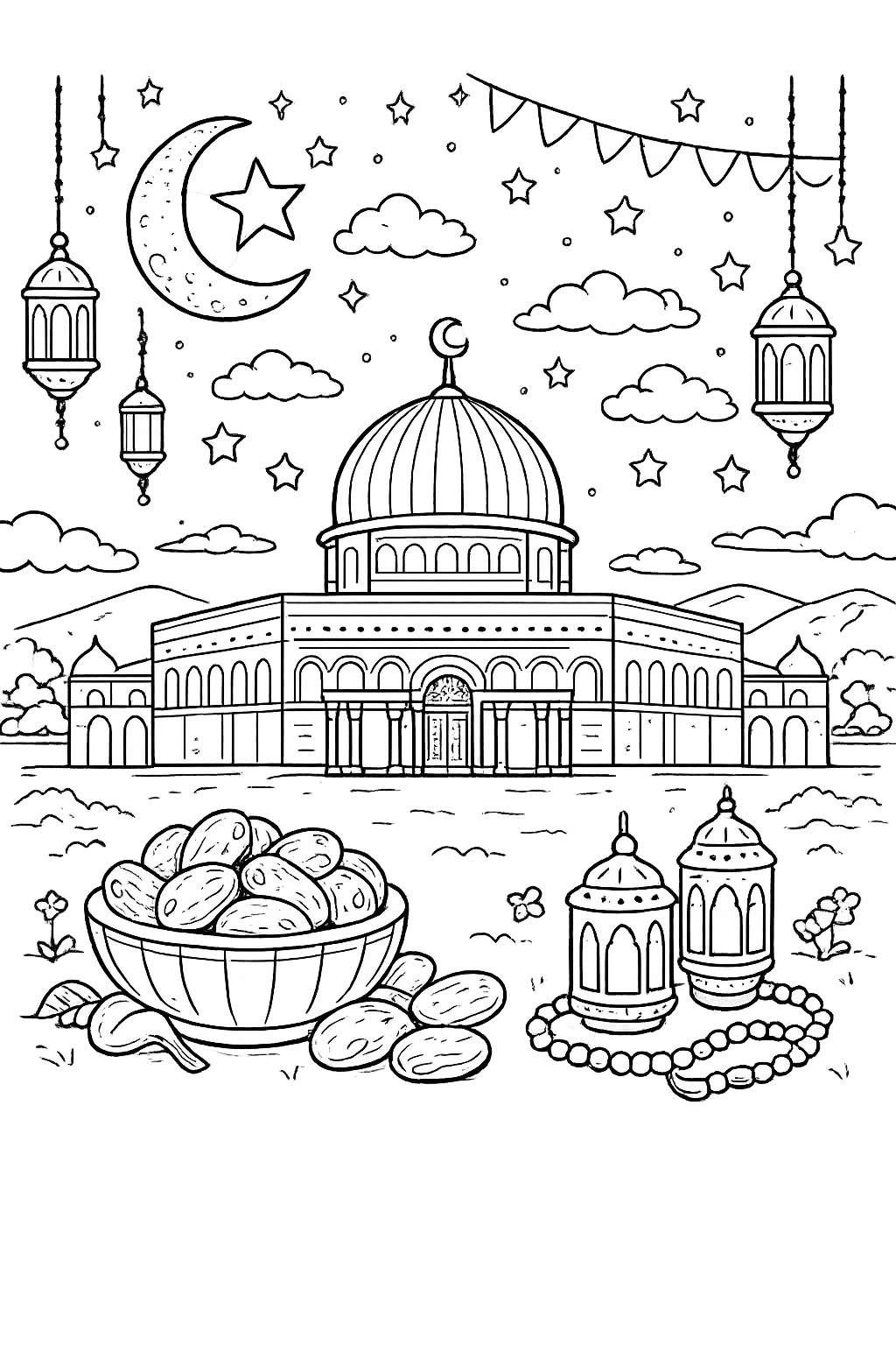 Ramadan coloring page line art