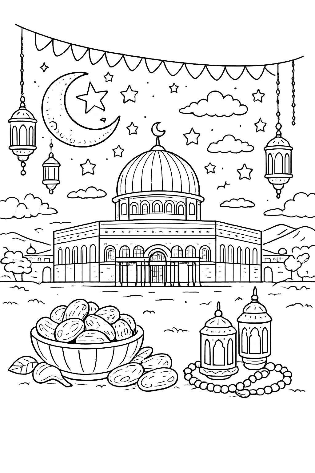 Ramadan coloring page line art