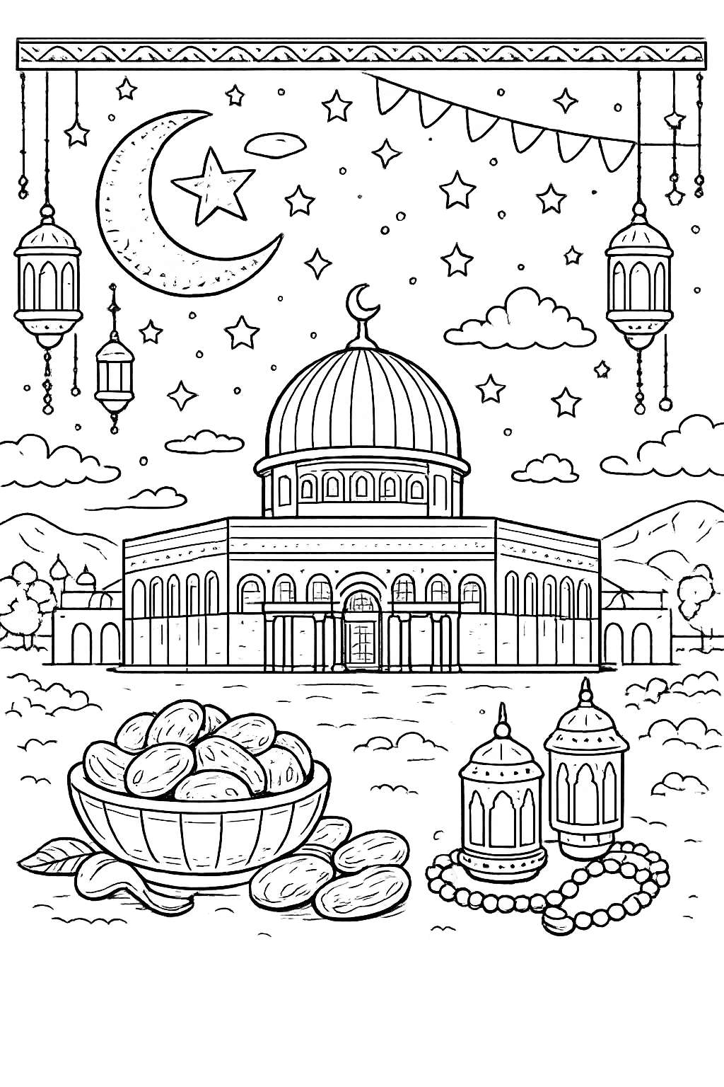 Dibujo para colorear Ramadan line art