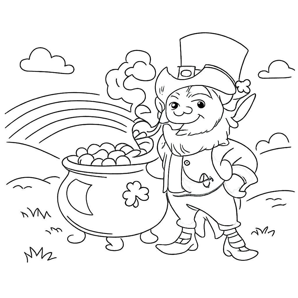 Coloriage leprechaun dessin au trait