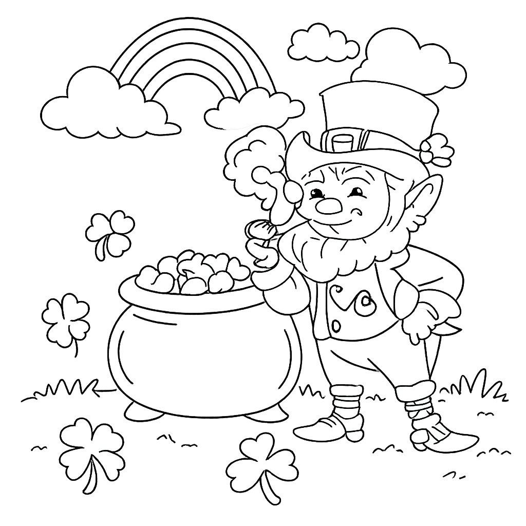 Coloriage leprechaun dessin au trait