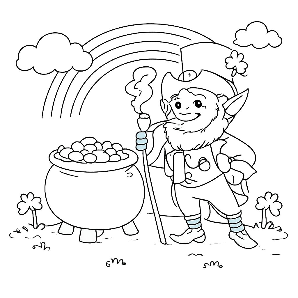 Dibujo para colorear leprechaun line art