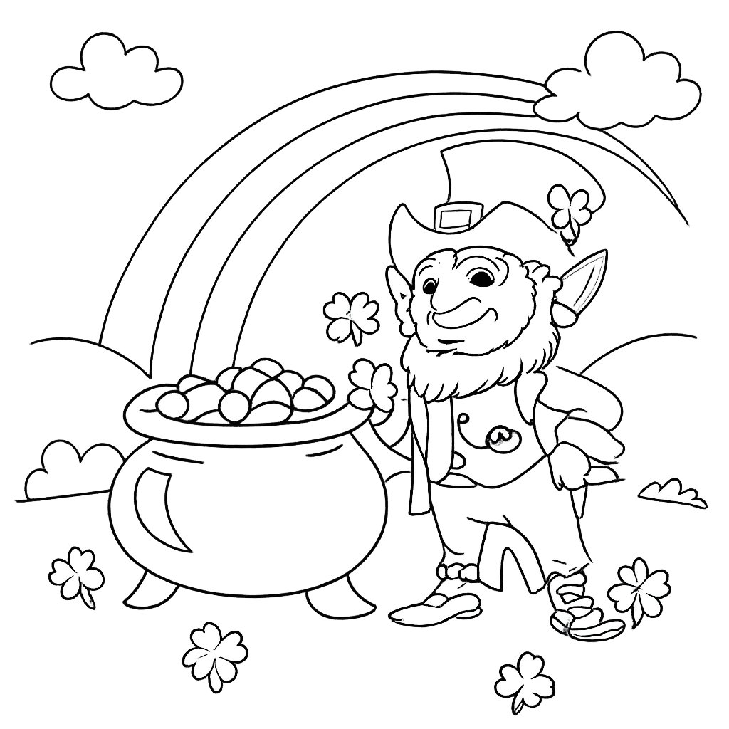 Dibujo para colorear leprechaun line art