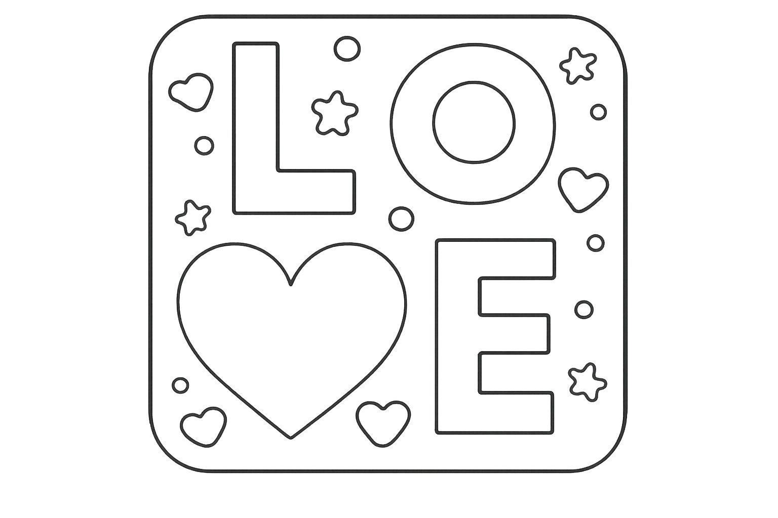 Valentijnsdag kleurplaat - zwart-wit lijntekening