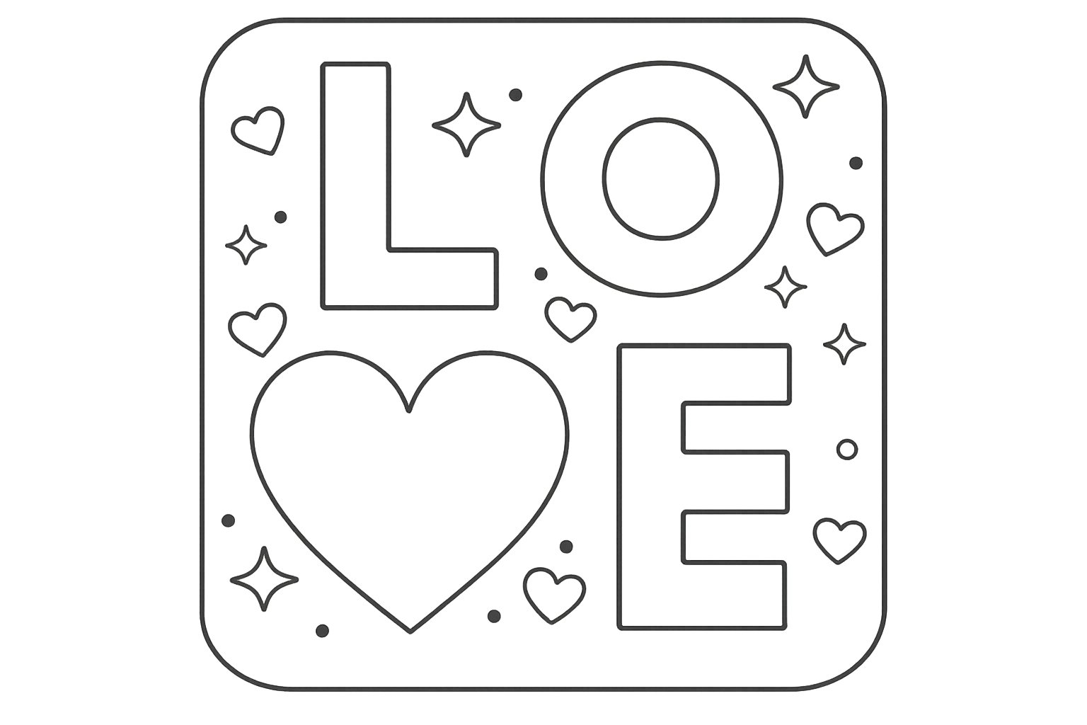 Valentijnsdag kleurplaat - zwart-wit lijntekening