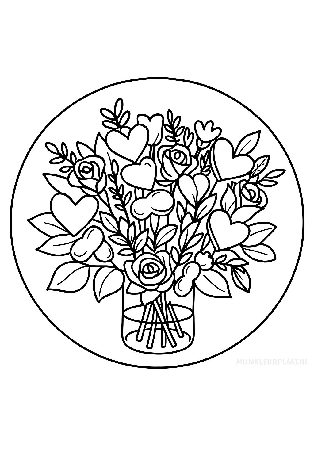 Plantilla de Colorear Gratis del Día de San Valentín - Variante 3 Plantilla para Niños