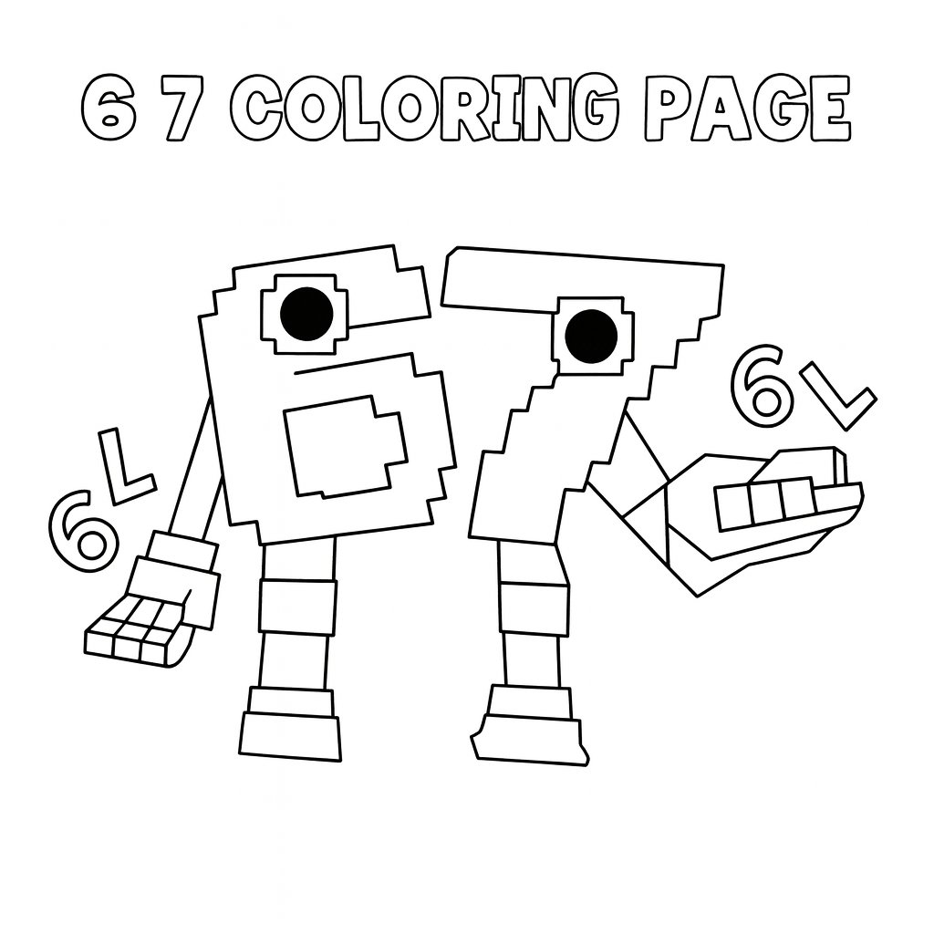 Kleurplaat van 6 7 coloring page, variant 1