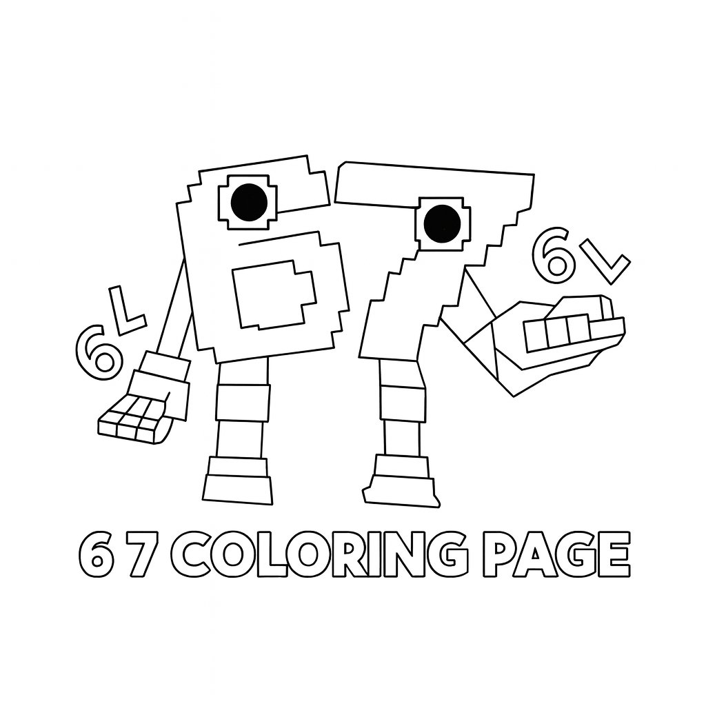Kleurplaat van 6 7 coloring page, variant 2