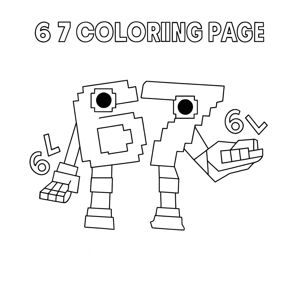 Kleurplaat van 6 7 coloring page, variant 4