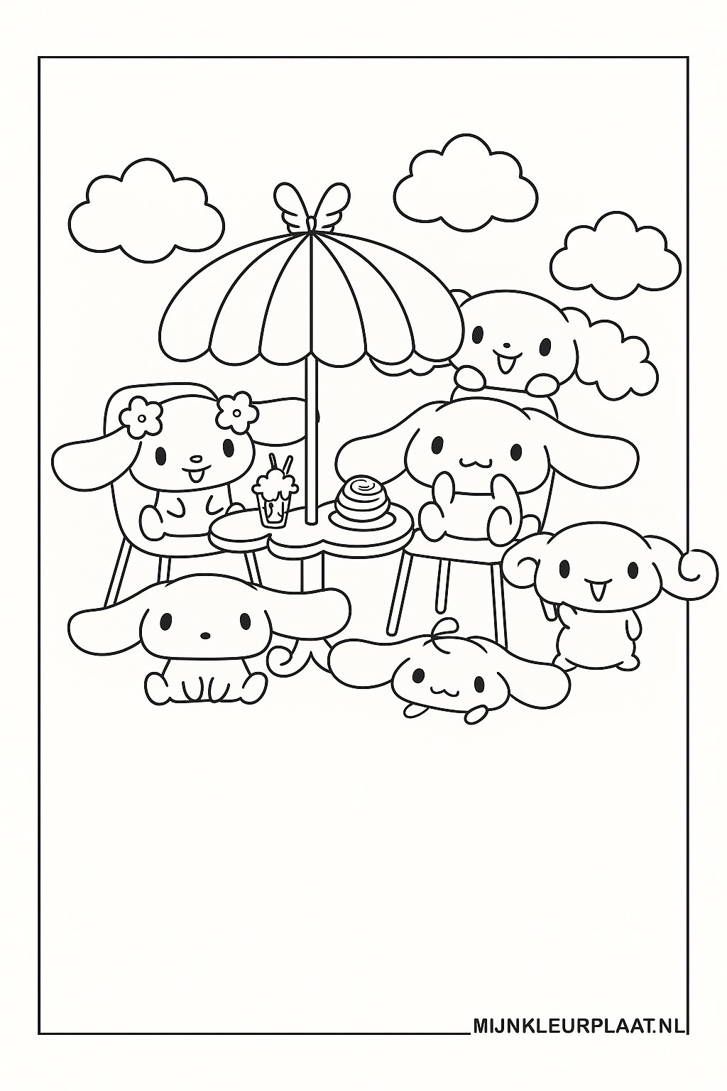 Plantilla de Coloreado Gratis Cinnamoroll - Variante 3 Plantilla de Coloreado para Niños