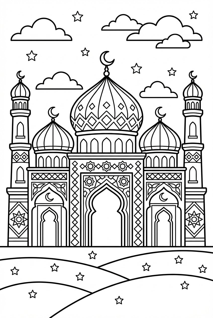 Dibujo para colorear Ramadan kalender line art