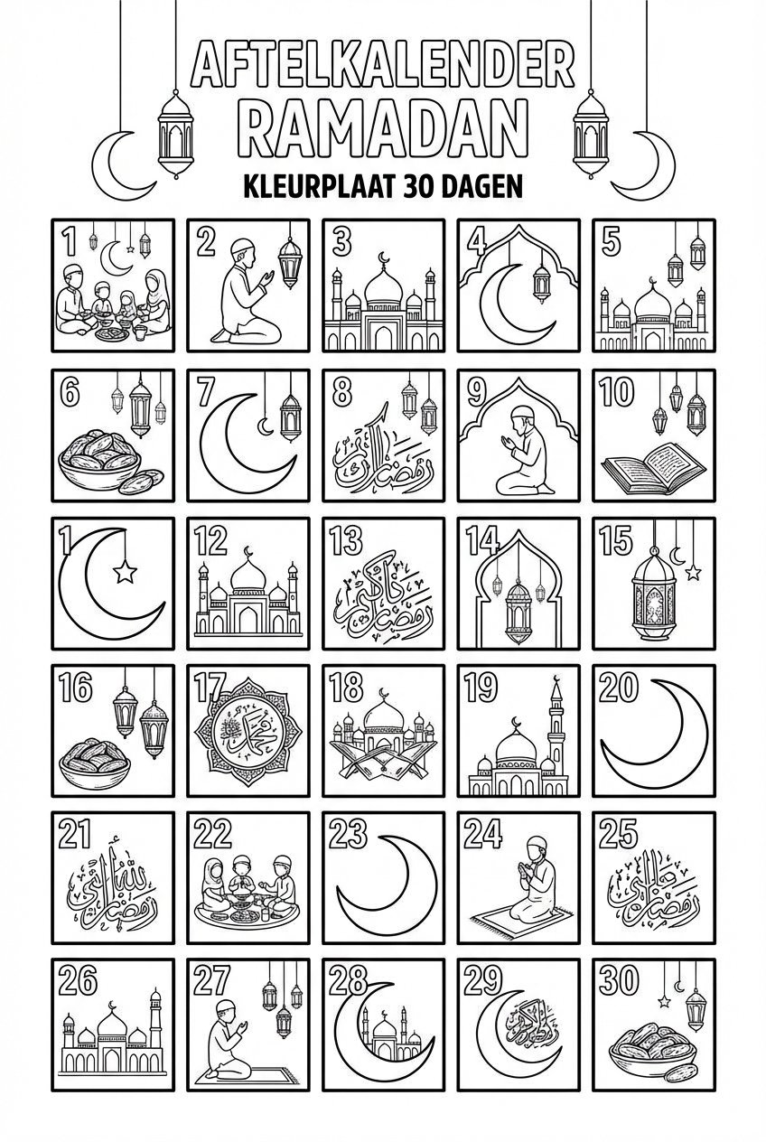 Coloriage Ramadan kalender dessin au trait