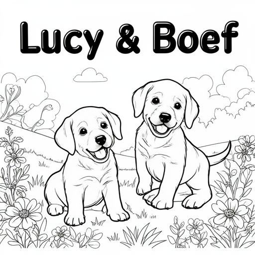 2 honden labrador pup kleurplaat voor kinderen