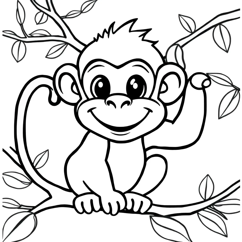Aap Jungle Wilde Dieren Natuur coloring page for children