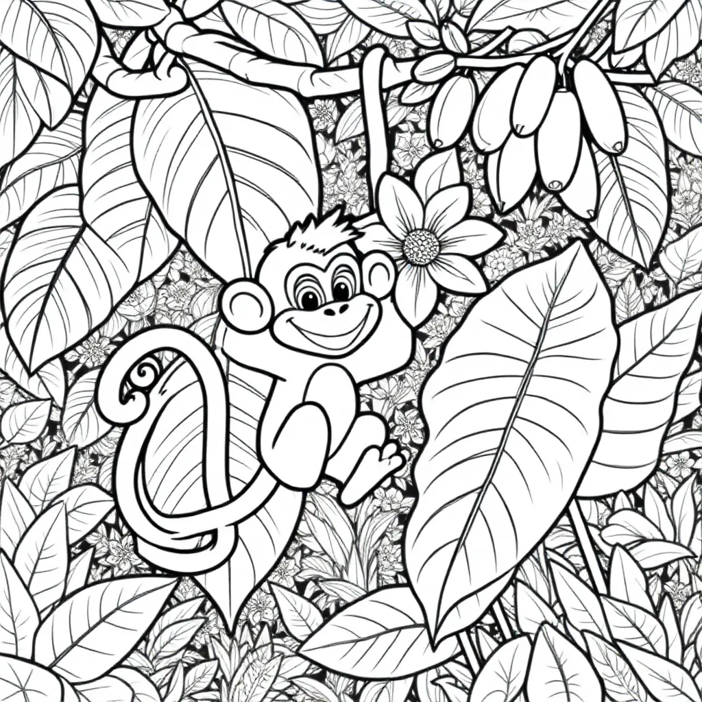 Aap kleurplaat voor kinderen