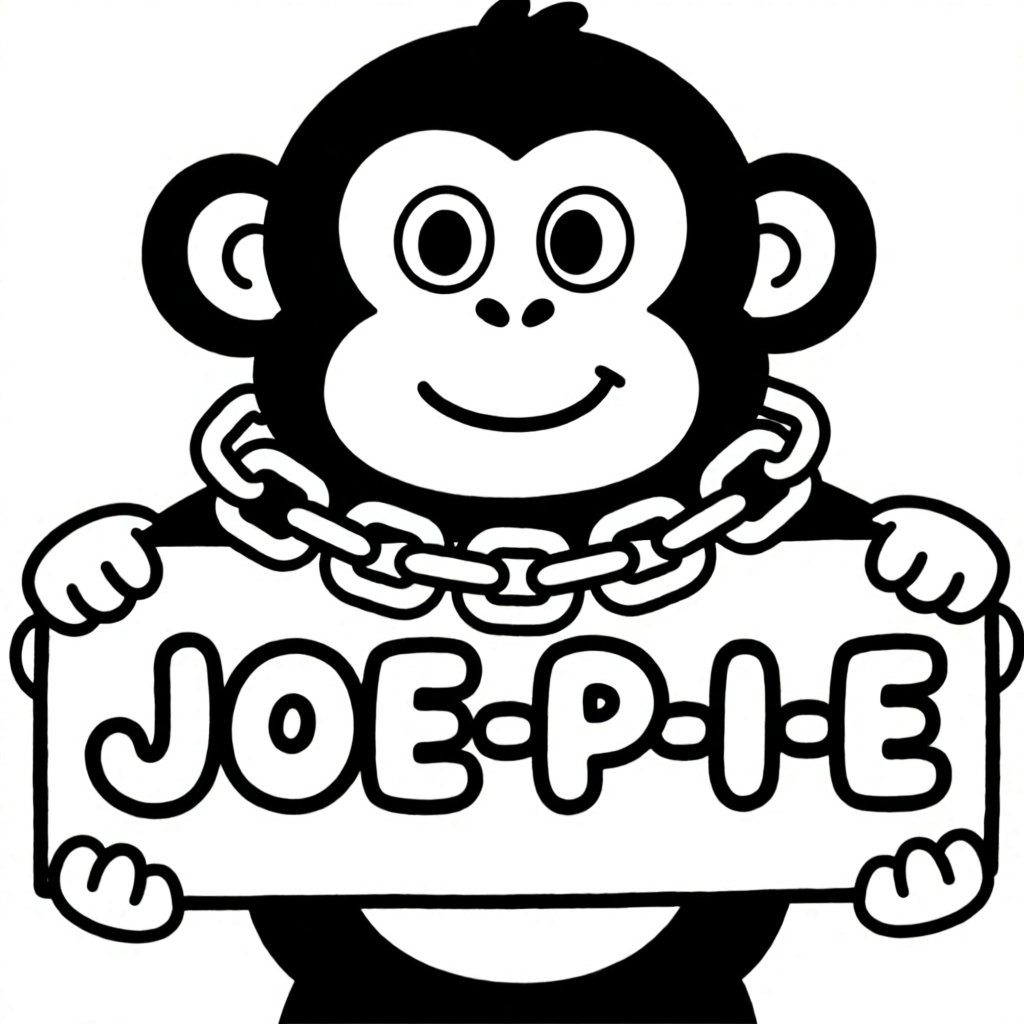 aap met de tekst als gouden ketting coloring page for children