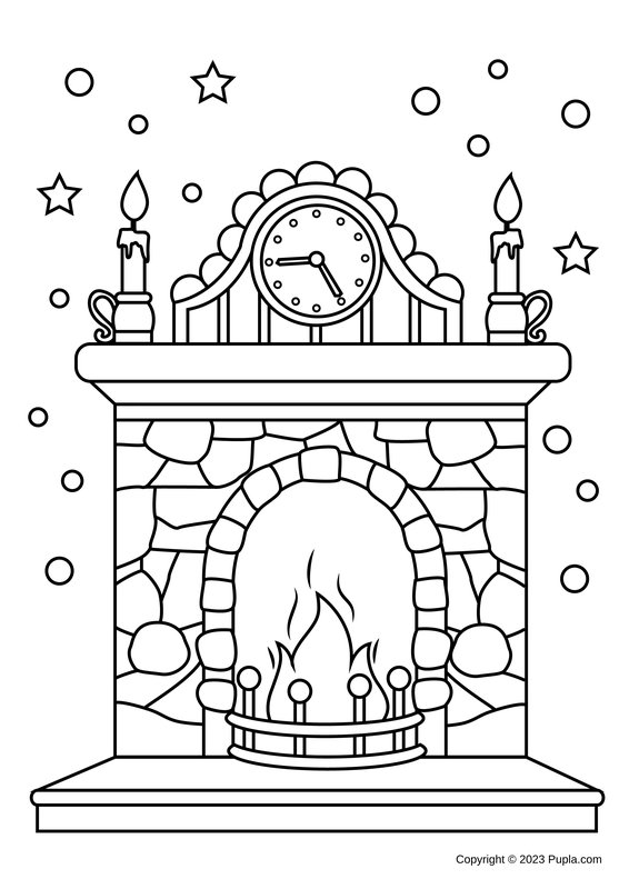 Acogedora Chimenea coloring page for children