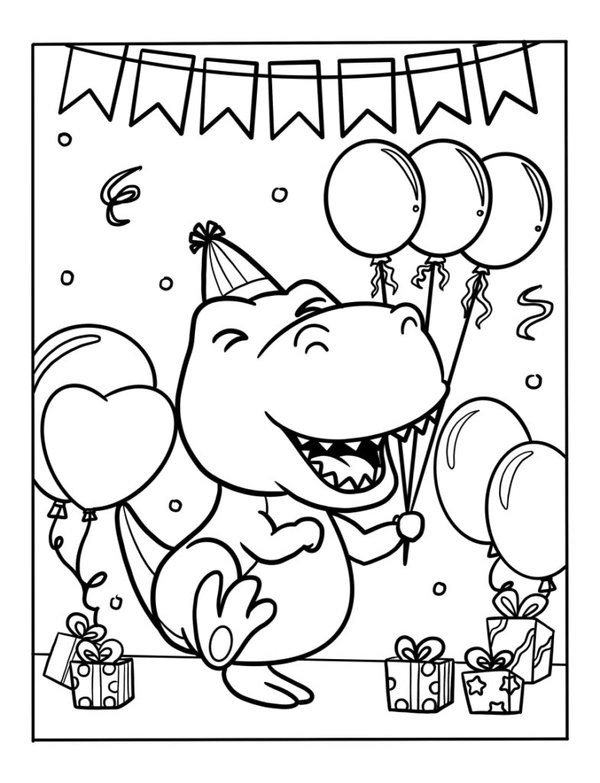 Malvorlage Alles Gute zum Geburtstag Dinosaurier