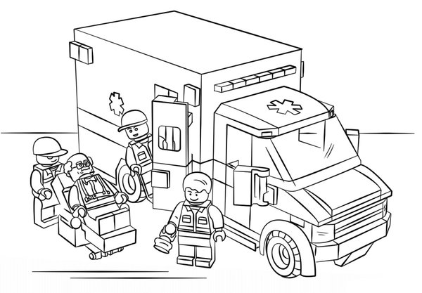 Ambulancia Lego coloring page for children
