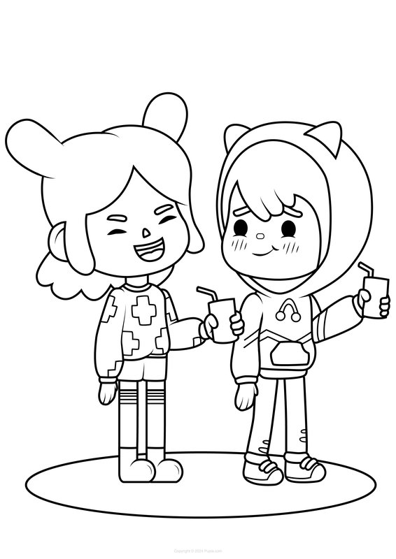 Amis de Toca Boca coloring page for children