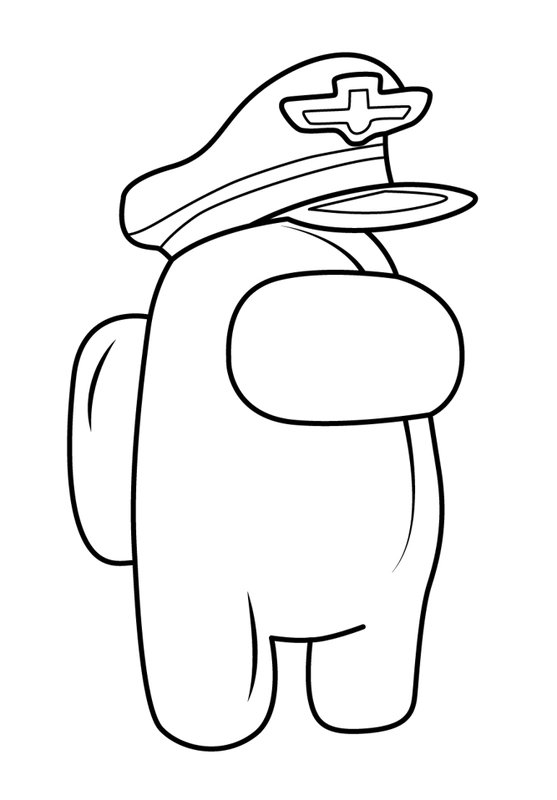 Among Us Captain Hat coloring page for children