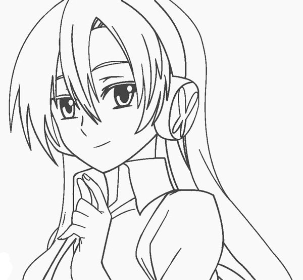 Anime-Mädchen-Malvorlage mit Kopfhörern