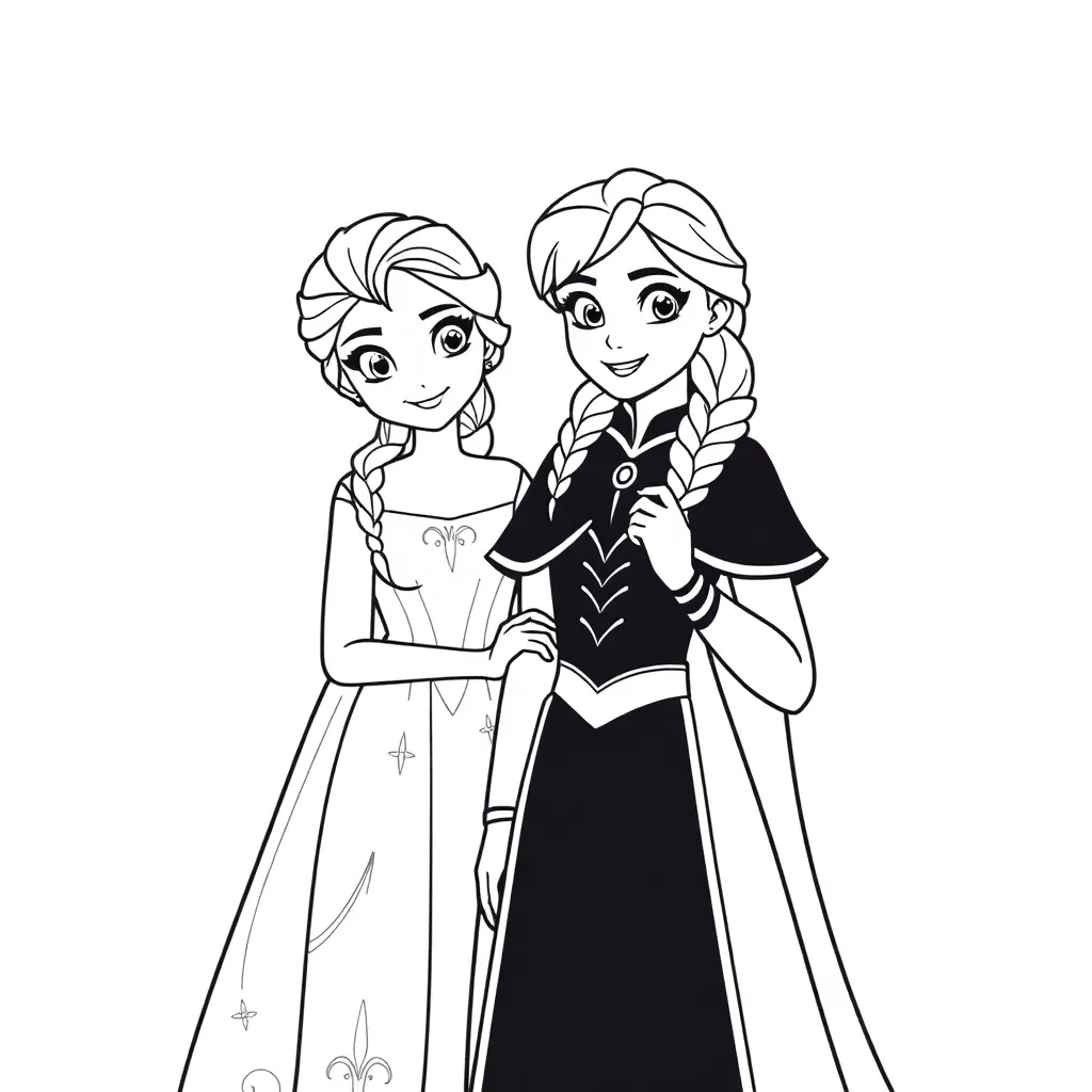 Malvorlage Anna und Elsa