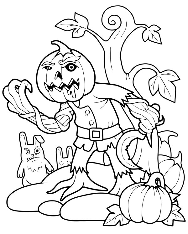 Arbre A Citrouille D Halloween coloring page for children