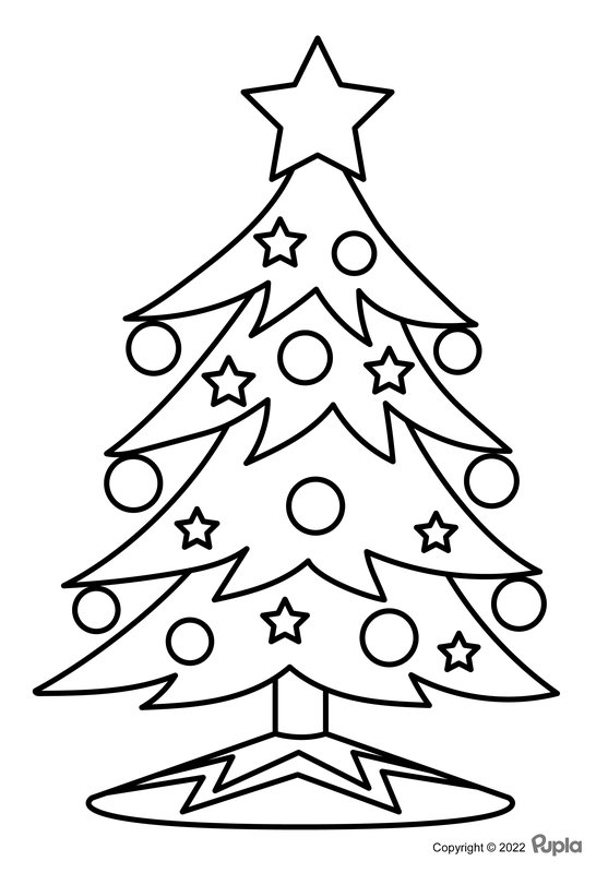 Arbre De Noel Facile Et Mignon coloring page for children