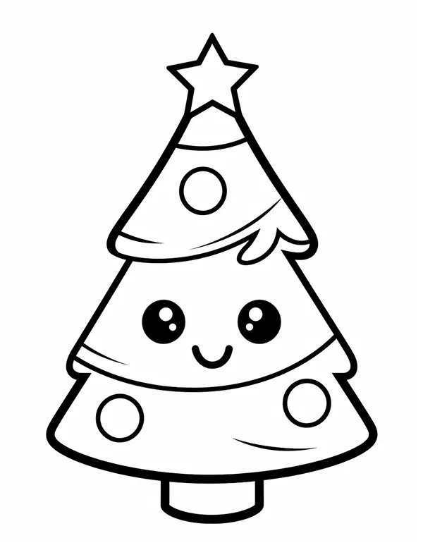 Arbre De Noel Kawaii coloring page for children