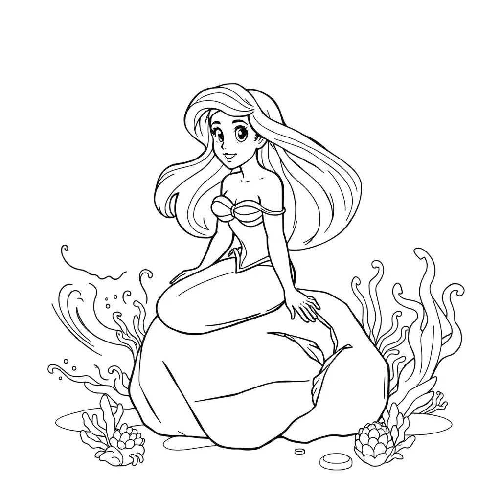 Ariel coloring page for children