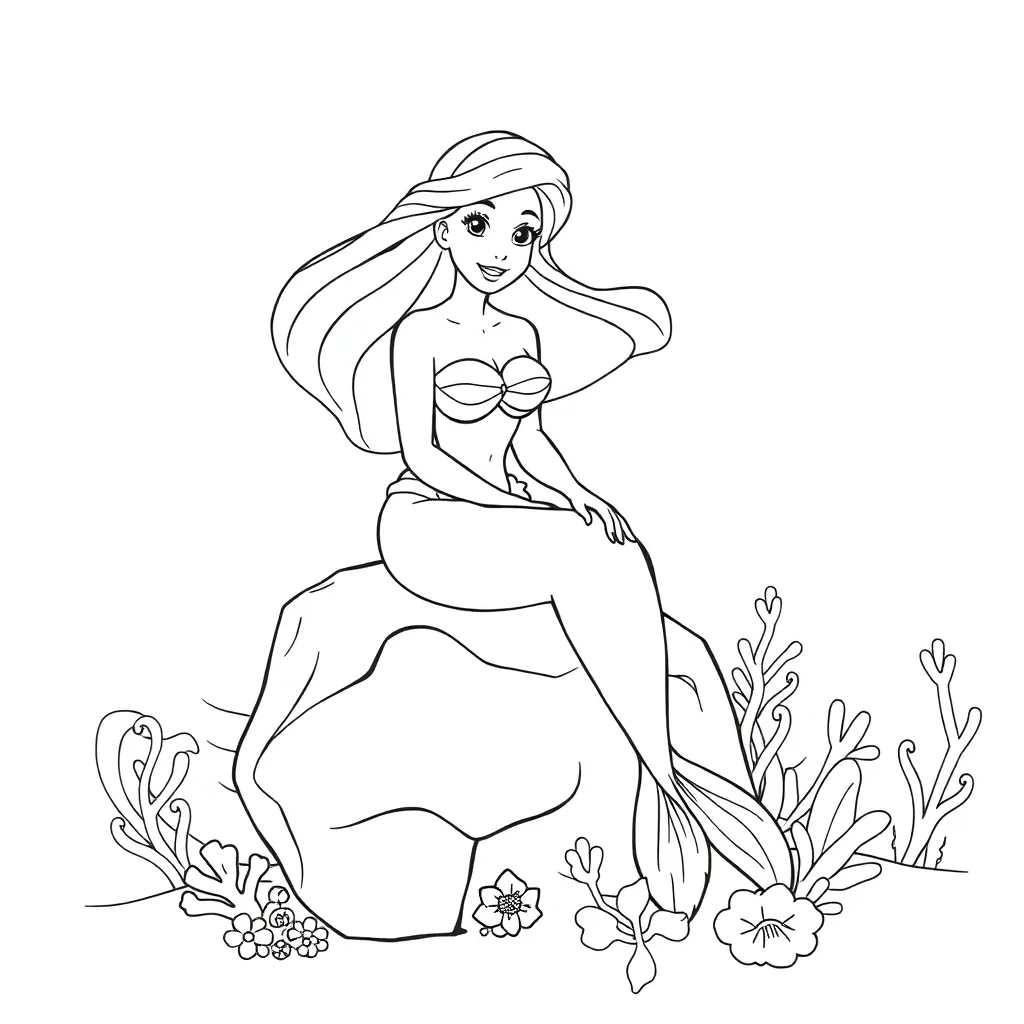 Ariel coloring page for children