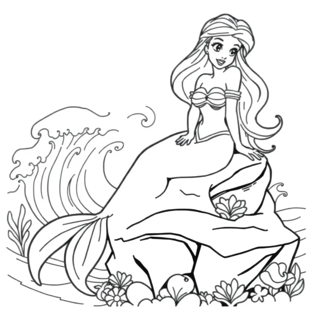 Feuille de coloriage gratuite Ariel pour enfants