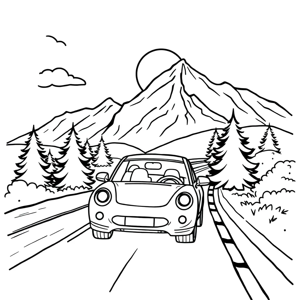 Auto Bergen Avontuur Creatief Kindvriendelijk coloring page for children