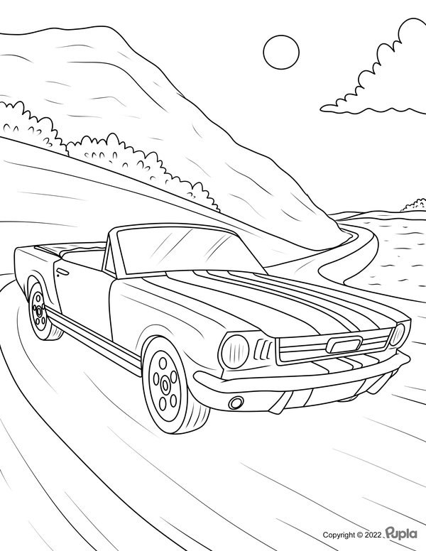 Autos Ford Mustang coloring page for children