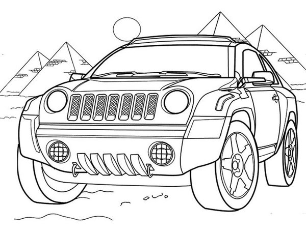 Autos Jeep Woestijn coloring page for children