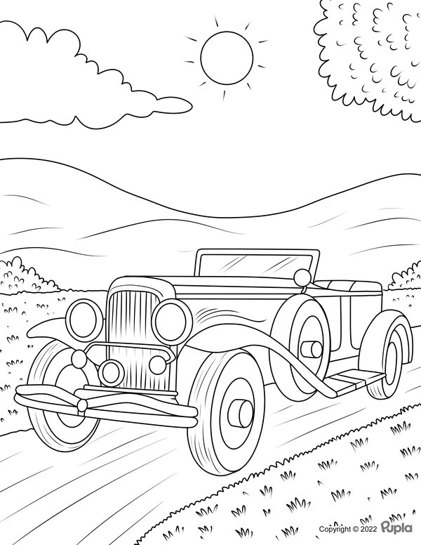 Autos Oldtimer Zon coloring page for children