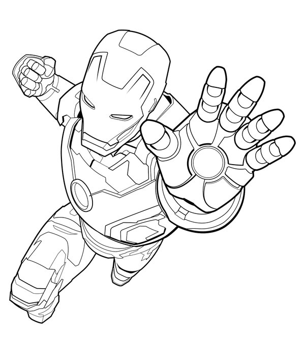 Avengers Vliegende Iron Man coloring page for children